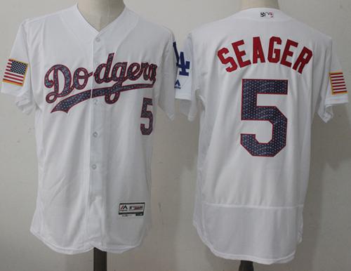 Dodgers #5 Corey Seager White Fashion Stars & Stripes Flexbase Authentic Stitched MLB Jersey